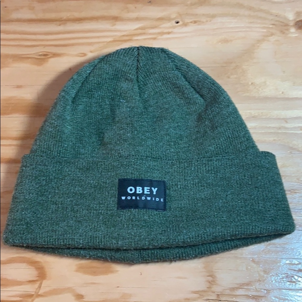Green Obey beanie